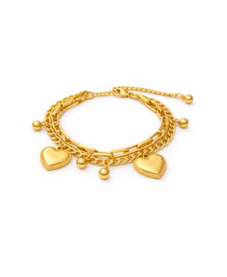 Heart Charm Layered Bracelet  Stainless Steel