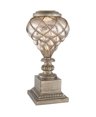 Traditional Mercury Glass Table Lamp with USB Port and LED Nightlight, 33.75" Tall