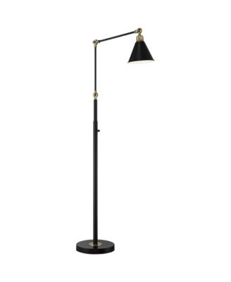 Modern Adjustable Floor Lamp with USB Charging Port 61" Tall Brass Living Room Reading