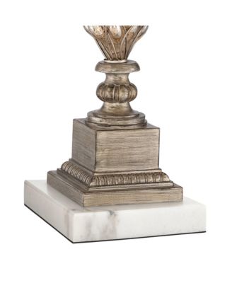 Luke 30.5" Tall Traditional Table Lamp with Silver Glass and LED Nightlight