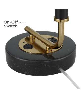 Myles 24" High Small Modern Glam Desk Lamps Set of 2 Dual USB Ports Gold Metal Home Office Charging