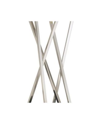 Asymmetry 30" Tall Large Modern End Table Lamps Set of 2 Silver Brushed Steel Finish Metal Living Room Bedroom