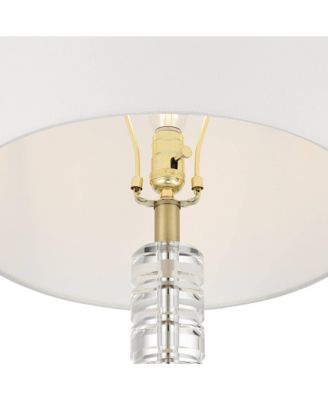 Cecil 31" Tall Large Modern End 3-Way Table Lamp Clear Brass Finish Acrylic Single  Shade Living Room Bedroom