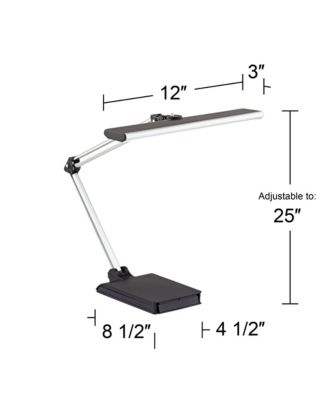Flynn 25" High Modern Desk Lamps Set of 2 USB Port Adjustable LED Metal Home Office Living Room Charging