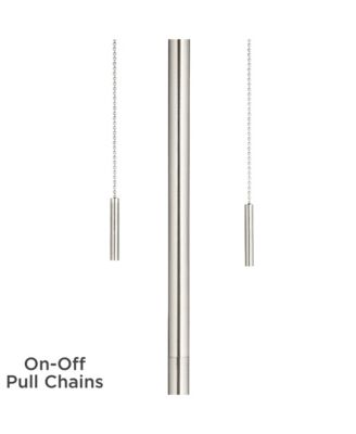 Abba Modern Tall Standing Floor Lamp Pole Twin Pull Chain Silver Metal Brushed Steel