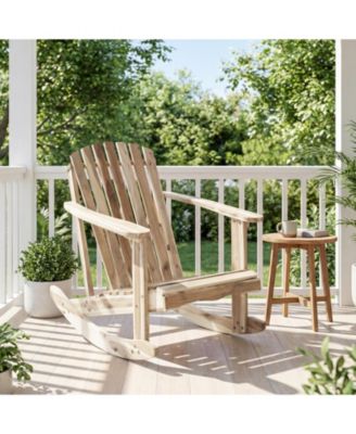 Adirondack Rocking Chair with Slatted Seat and High Fanned Back