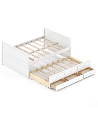 Full Bed Frame with Trundle and Storage Drawers