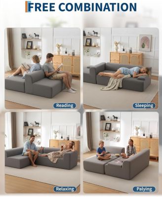 Modular L-Shaped Sectional Sofa with Chaise, Cloud Couch, Corduroy Fabric