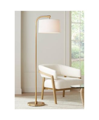 Serra Modern 64" Tall Standing Floor Lamps Set of 2 Lights Chairside Arc Foot Switch Offset Arm Metal Warm