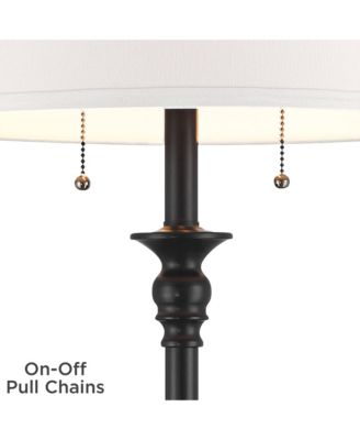 Spenser Traditional 58" Tall Standing Floor Lamp Skinny Pole Pull Chain Satin Metal Living Room Bedroom House