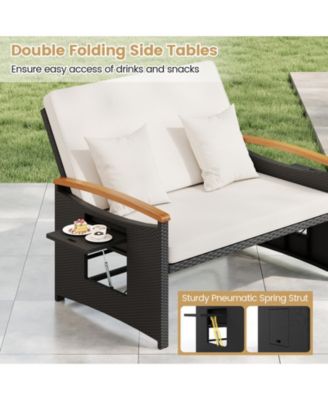 Outdoor Wicker Daybed with Folding Panels and Storage Ottoman