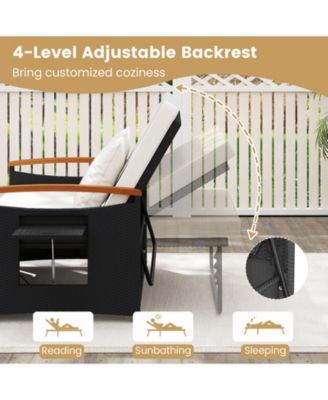 Outdoor Wicker Daybed with Folding Panels and Storage Ottoman