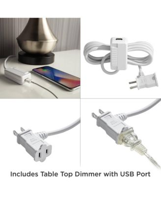 Modern Table Lamp with USB Charging Port 31" Tall Teal Ceramic  Drum Shade Living Room Bedroom Bedside (Color May Vary)