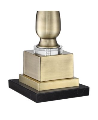 Doris Traditional Table Lamp with  Marble Riser 30 1/2" Tall Brass stick Openwork Double Drum Shades for Living Room