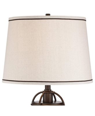 Hugh 26" Tall Rustic Farmhouse Lantern Table Lamps with LED Nightlights, Set of 2