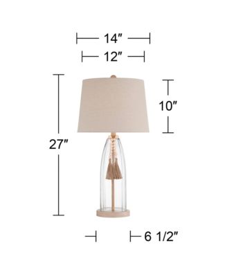 Tibet 27" Tall Modern Coastal 3-Way Table Lamps Set of 2 Clear Glass Living Room Bedroom Bedside Nightstand