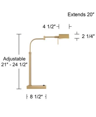 Keegan 24 1/2" High Modern Desk Lamp Adjustable USB Port AC Power Outlet Gold Brass Finish Metal Charging