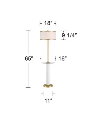 Bellini Modern 65" Tall Standing Floor Lamp with Tray Table USB Port Pull Chain Gold Metal Faux Marble Finish