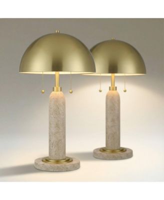 Possini Euro Chanterelle 24 1/2" Faux Stone Dome Table Lamp Set of 2