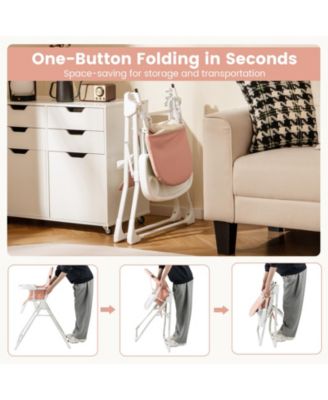 Toddler Foldable High Chair Easy Clean Compact Highchair w/ Removable Adjustable Tray