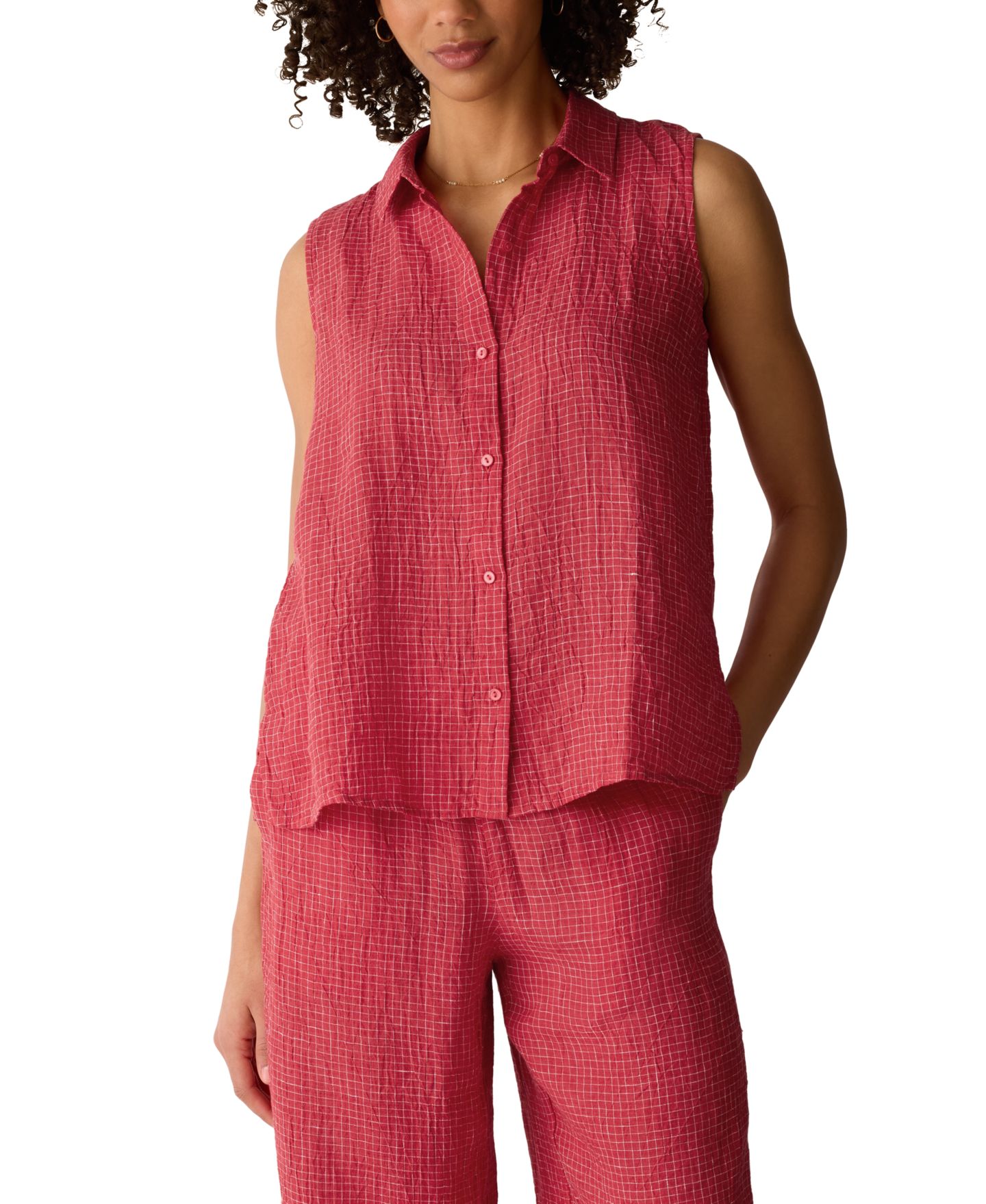 Женская рубашка Eileen Fisher Sleeveless Collared, цвет: Grenadine — фото 1