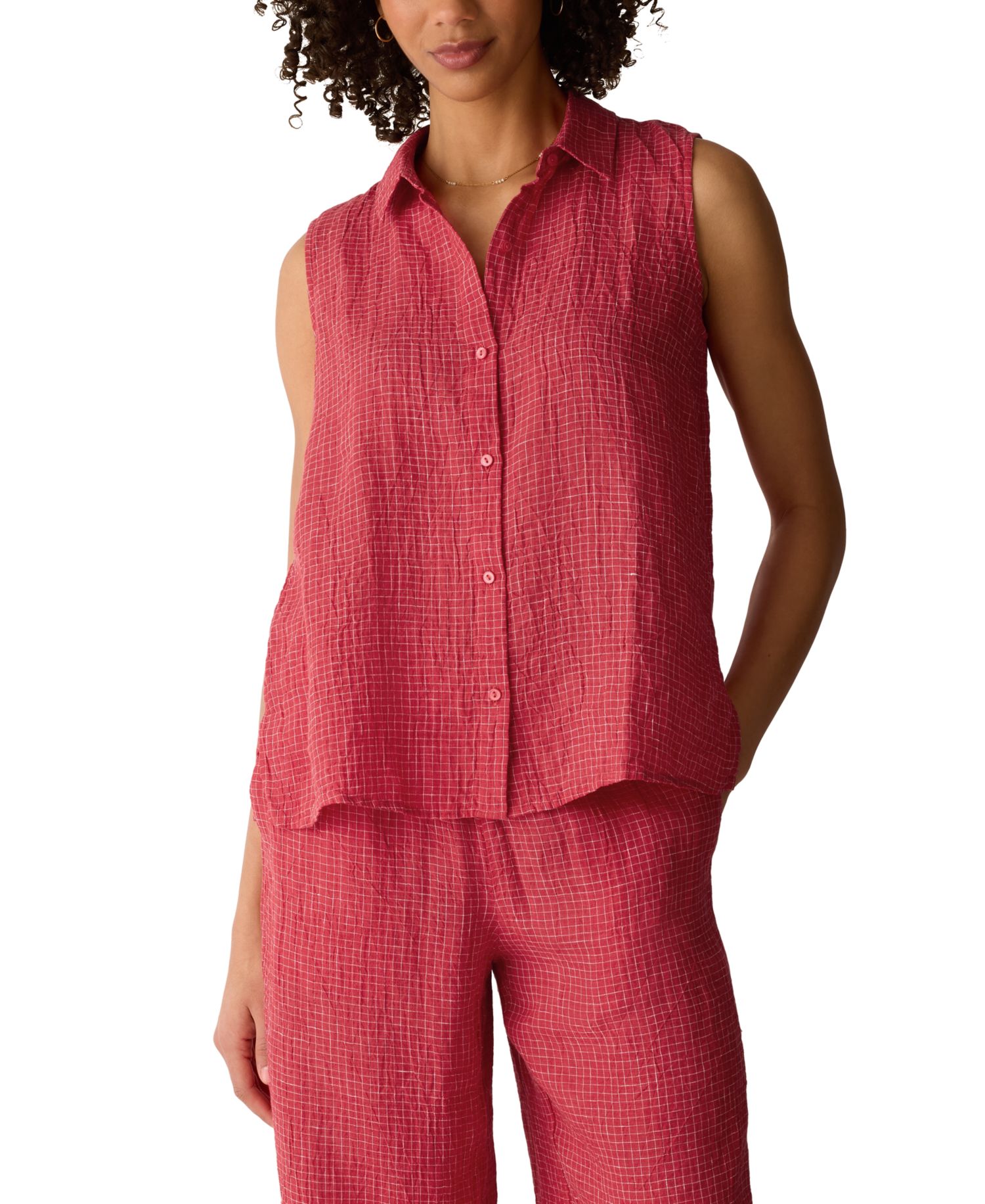 Women's Sleeveless Collared Shirt