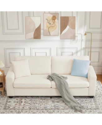 84" Loveseat Sofa, Teddy Velvet 3-Seater Couch with Deep Seat, Removable Cushions, Comfy Sofa for Living Room