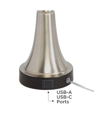 Seymore Modern Table Lamps 26" High Set of 2 Softback with USB Charging Port LED Touch On Drum Shade for Bedroom Desk