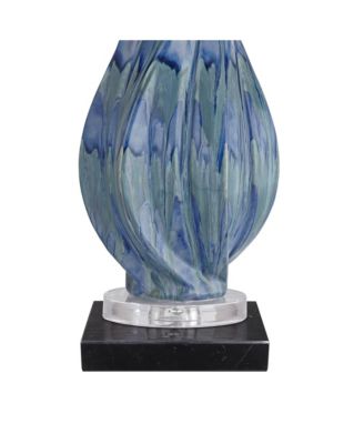 Teresa Modern Table Lamp with Square  Marble Riser 31" Tall Teal Ceramic  Drum Shade for Bedroom Living Room Nightstand