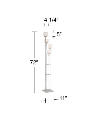 Athena Modern 72" Tall Tree Floor Lamp with Smart Socket Brushed Nickel 4-Light Clear Opal Glass for Living Room Home