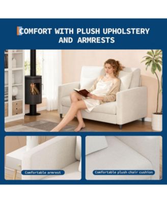 51" Loveseat Sofa, Teddy Fabric Small Couch for Living Room and Small Spaces