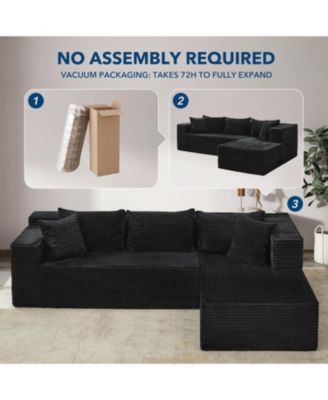 106" Modular Sectional Sofa with Chaise, 3-Seat Cloud Couch with Memory Foam