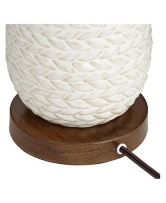 Kingston Modern Mid Century Table Lamp 32 3/4" Tall Ceramic with USB Dimmer Drum Shade for Bedroom Living Room Office