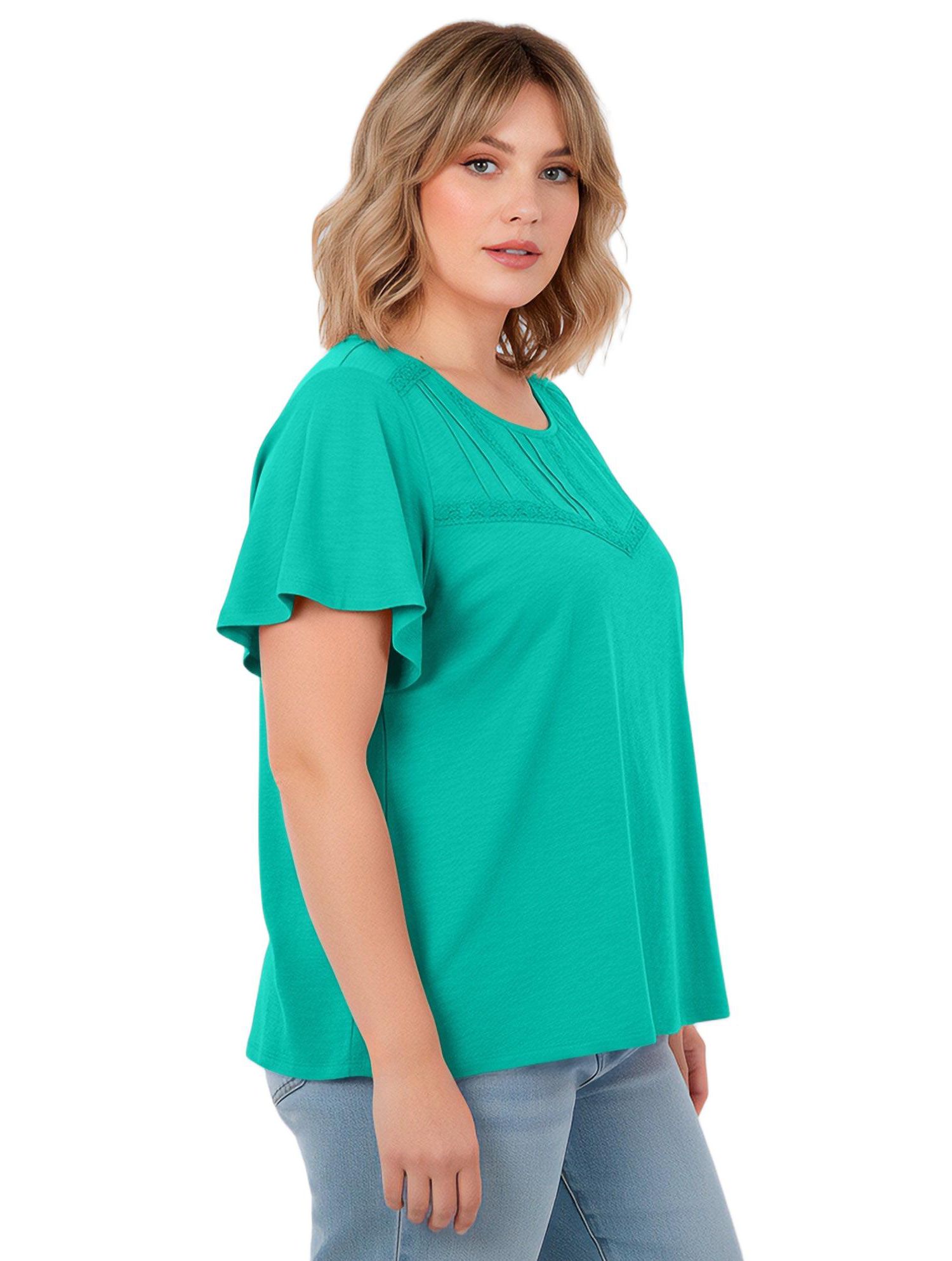 Women's Knit Lace Yoke Tee