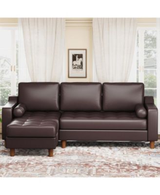 89" L-Shaped Sofa with Chaise, Mid-Century Modern 3-Seater Couch