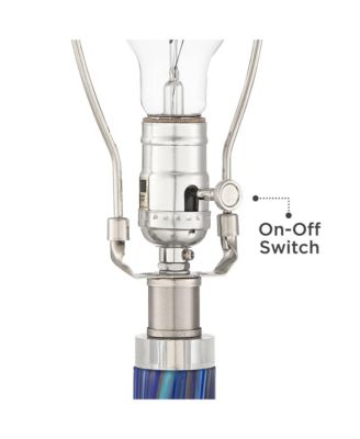 Modern Table Lamp with USB Charging Port 29" Tall Art Glass  Fabric Drum Shade for Living Room Bedroom (Color May Vary)