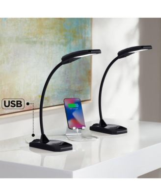Ricky 13 3/4" High Small Modern Desk Lamps Set of 2 USB Ports LED Gooseneck Home Office Living Room Charging