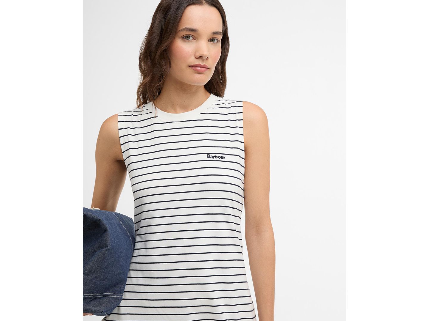 Женское платье Barbour Hartland Striped Sleeveless Mini, цвет: Облачный / Тёмно-синий — фото 3