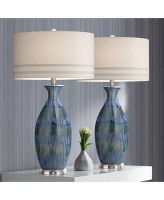 Annette 38" Tall Large Modern End Table Lamps Set of 2  Drip Finish Ceramic Living Room (Colors May Vary)