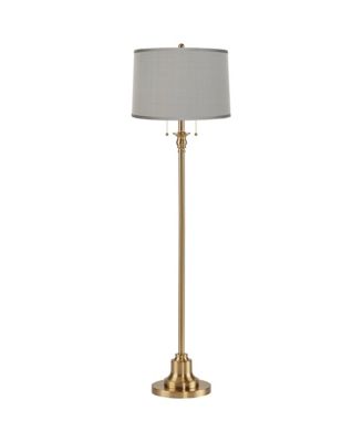 Dyna Traditional 58" Tall Standing Floor Lamp Skinny Pole Pull Chain Antique Brass Finish Faux
