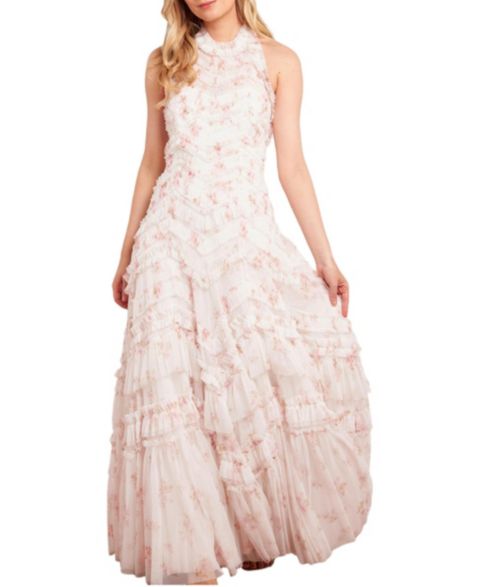 Женское платье Needle & Thread Magnolia Ditsy Elia Halter Neck Gown, цвет: Moonshine/Seashell