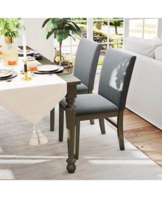 Set of 2 Velvet Upholstered High-Back Dining Chairs with Rubber Wood Legs