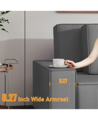 Corduroy Sectional Sofa, L-Shaped Couch with Deep Chaise for Living Room and Apartment