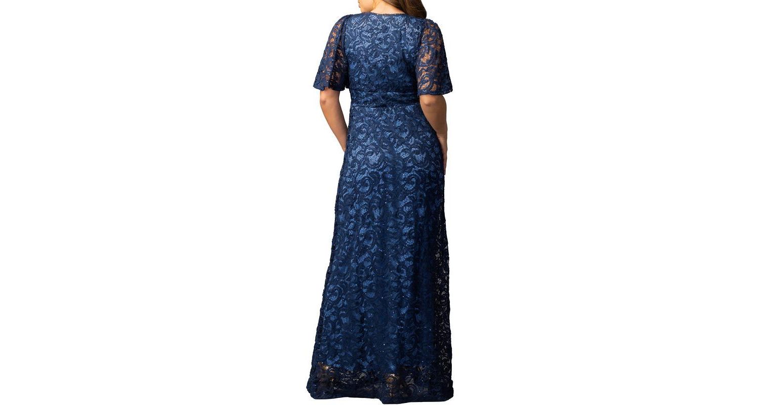 Women's Luminous Sequin Lace Evening Gown with Pockets