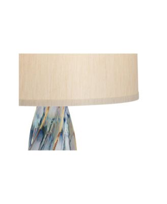 Teresa Modern Coastal Table Lamp with Round Riser 32 1/2" Tall Teal  Drip Ceramic Drum Shade for Bedroom Living Room