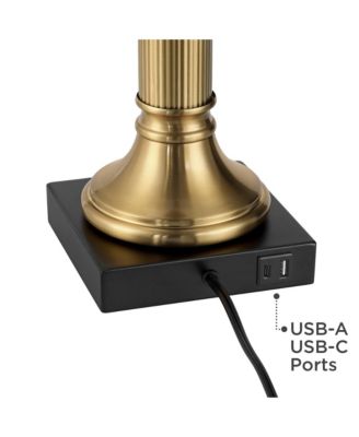 Wynne 30" Tall Large Traditional End Table Lamps Set of 2 Dual USB Ports Gold Metal  Shade Charging
