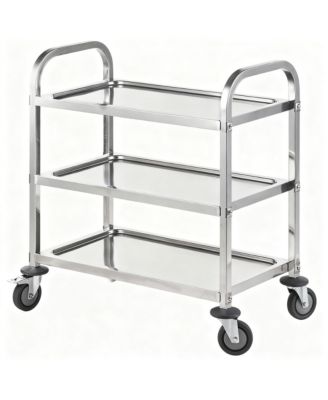 Stainless Steel Utility Cart Locking Casters Removable Shelf Kitchen Restaurant