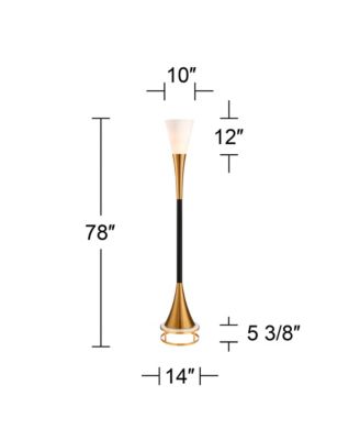 Piazza Modern Torchiere Floor Lamp with Gold Riser 78" Tall Brass Metal Glass Shade for Living Room Bedroom Office
