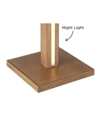 Brookline Farmhouse Rustic 63" Tall Standing Floor Lamp Column with LED Side Light  Wood Walnut Finish