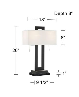 Neil Modern Table Lamp with Marble Riser 26" High Two Tone USB Charging Port Rectangular Shade for Bedroom House Home Desk